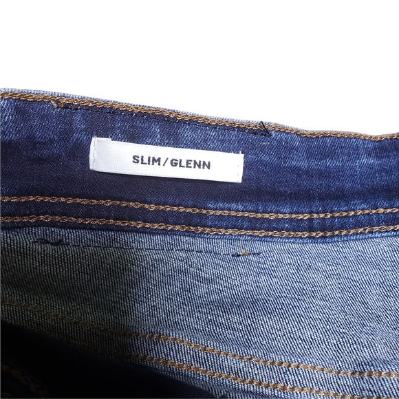 Jack & Jones Slim Fit Glen Jeans Size 34x32 Stretchy Medium Wash Distressed - Picture 4 of 7